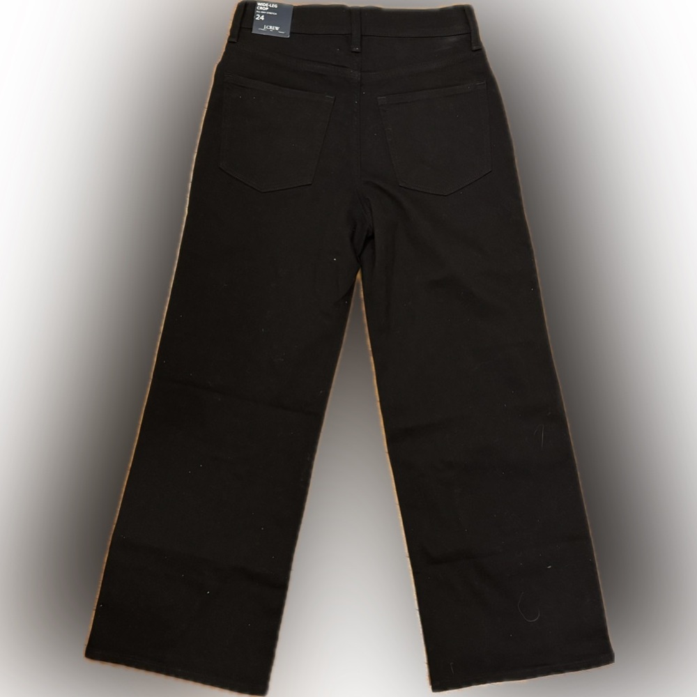 Jcrew wide leg crop stretch black jeans